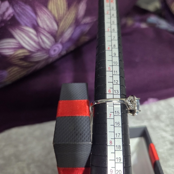 Blue Topaz Sterling Silver Ring With Lab Created White Sapphires - Picture 3 of 10